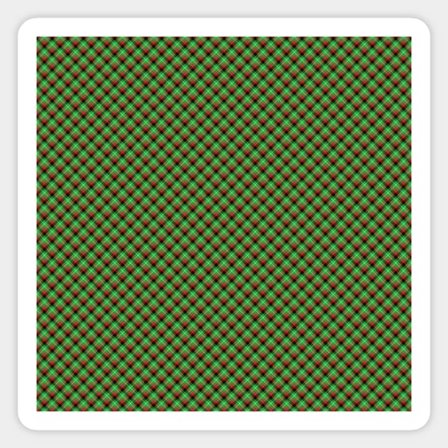 The Christmas holiday seasonal Scottish tartan diagonal argyle plaid in holly green and red and black diagonal checks with white crossed lines Sticker by podartist